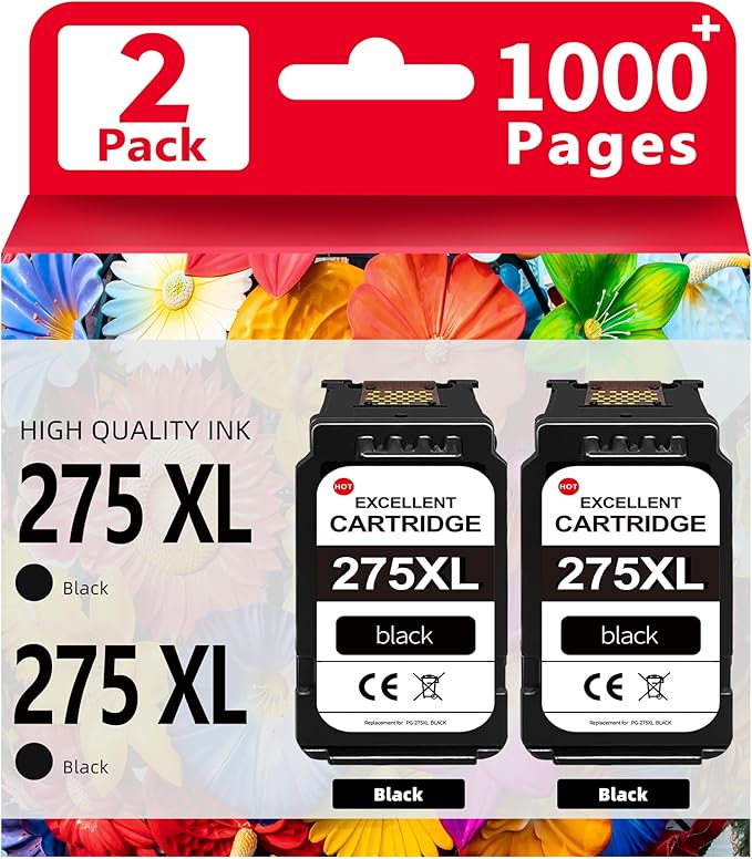 275XL Black Ink Cartridges (2-Pack)- Replacement for PG-275 Ink Cartridges for Canon Printers Compatible for TR4700 TR4720 TS3522 TS3722 TR4722 TS3500 TS3520 TS3720 TR4723 TR3700 TR4722-DeskLoop Office