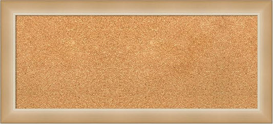 Amanti Art Natural Cork Board for Wall, 15x33 Vision Board with Gold Frame, Medium Corkboard Office Decor for Home Organization, Modern Contemporary Corkboard Pinboard to display items for home-DeskLoop Office