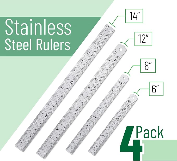 Mr. Pen- Metal Straight Edge Ruler, Imperial & Metric Measurements - Image 2