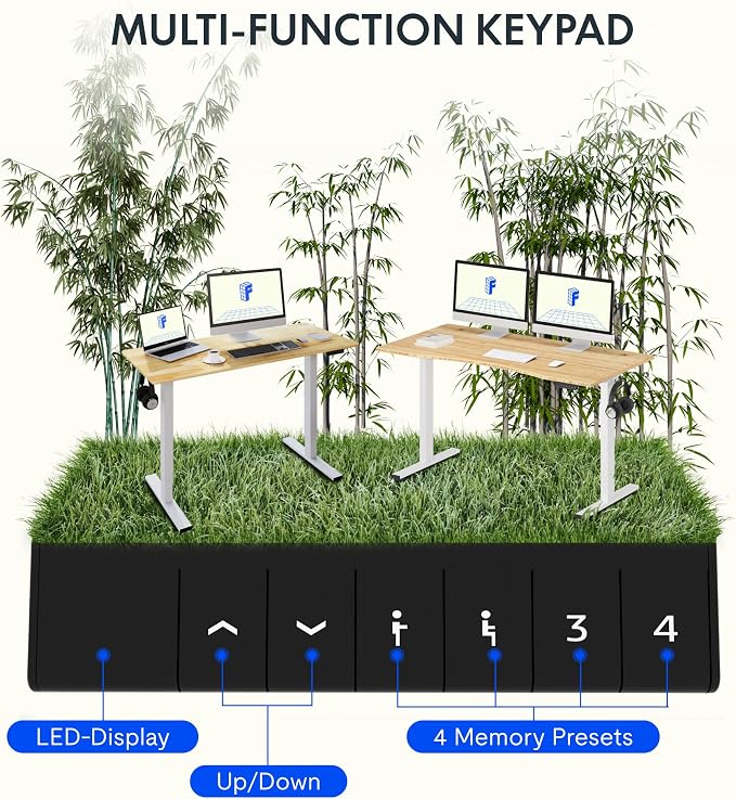 FLEXISPOT EN1 Bamboo Standing Desk, 55 x 28 Inches Whole-Piece Electric - Image 5