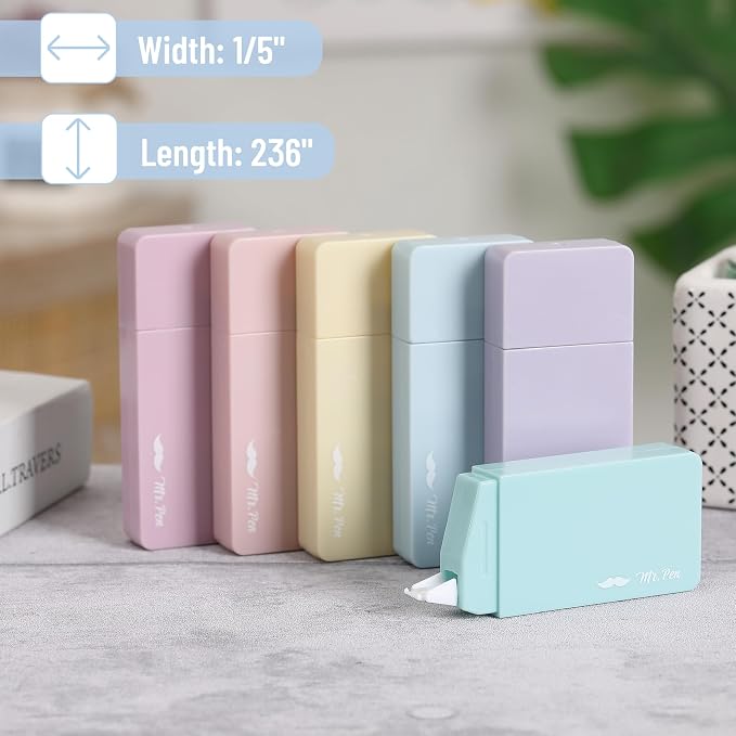 Mr. Pen- Aesthetic Correction Tape, 0.2" x 236", Pastel Colors | Cute - Image 3
