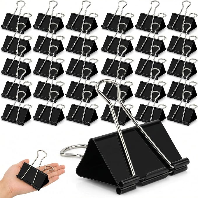 3 Inch Extra Large Jumbo Binder Clips– Sturdy Black Metal Paper Clamps by Unknown