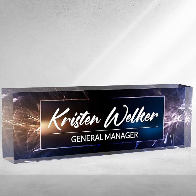 Personalized Desk Name Plate, Custom Acrylic Glass Name Plates by Custom