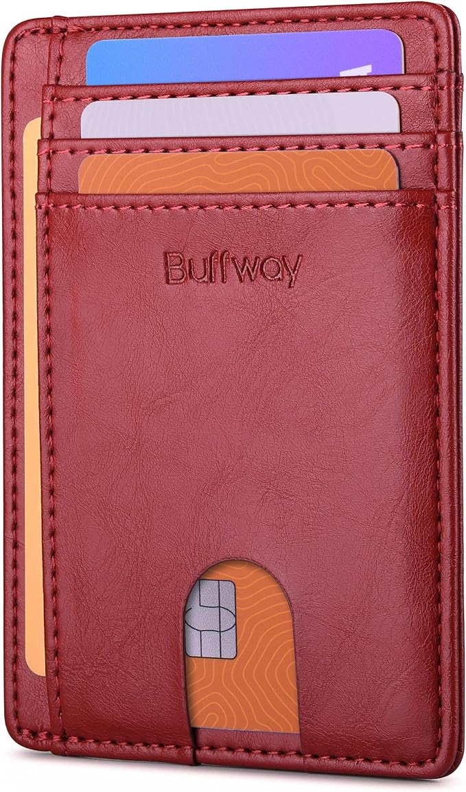 Buffway Slim Minimalist Front Pocket RFID Blocking Leather Wallets by Buffway