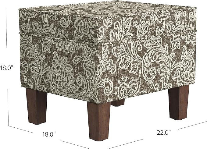 Home Decor | Dinah Collection Modern Storage Ottoman | Ottoman with Storage for Living Room & Bedroom(Brown Jacobean Print)-DeskLoop Office