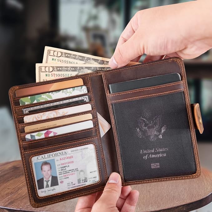 Polare Luxury RFID Blocking Leather Passport Holder Travel Wallet - Image 6