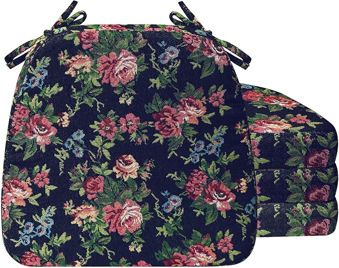 AAAAAcessories D-Shaped Chair Cushions, Machine-Washable Cover, Night-Blooming by AAAAAcessories