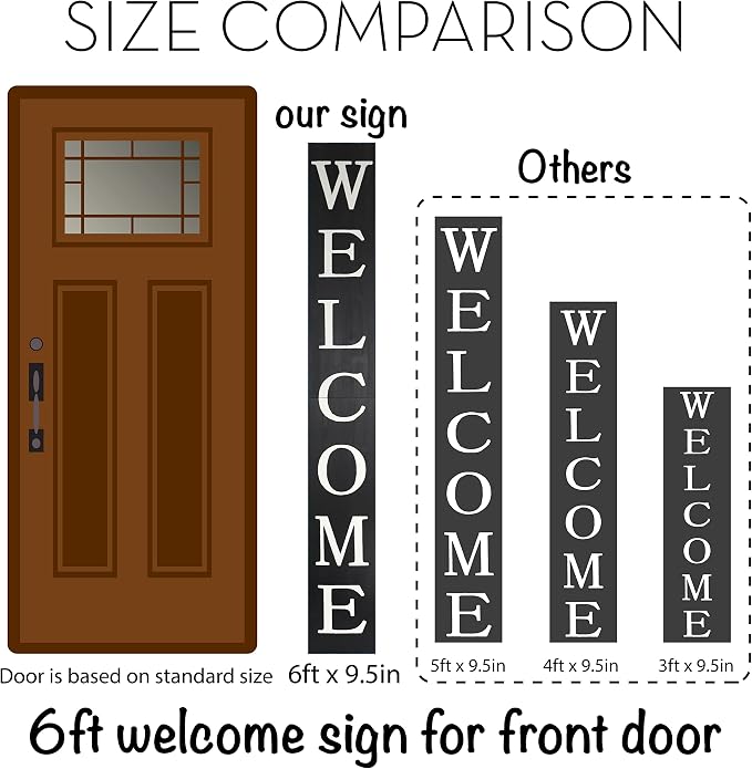 Tall Outdoor Welcome Sign for Front Door, 6ft Black, Rustic Tall Welcome Sign - Image 3