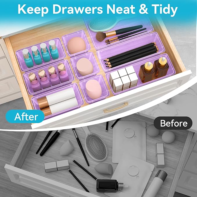 ElegantArray 12-Piece Drawer Organizer Set, 4 Sizes Versatile Plastic Vanity - Image 5