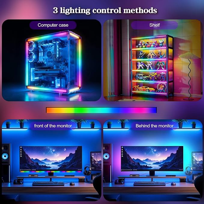 RGB LED Monitor Ambient Light Bar, 16 Inch USB Powered, APP Control & Music Sync - Image 7