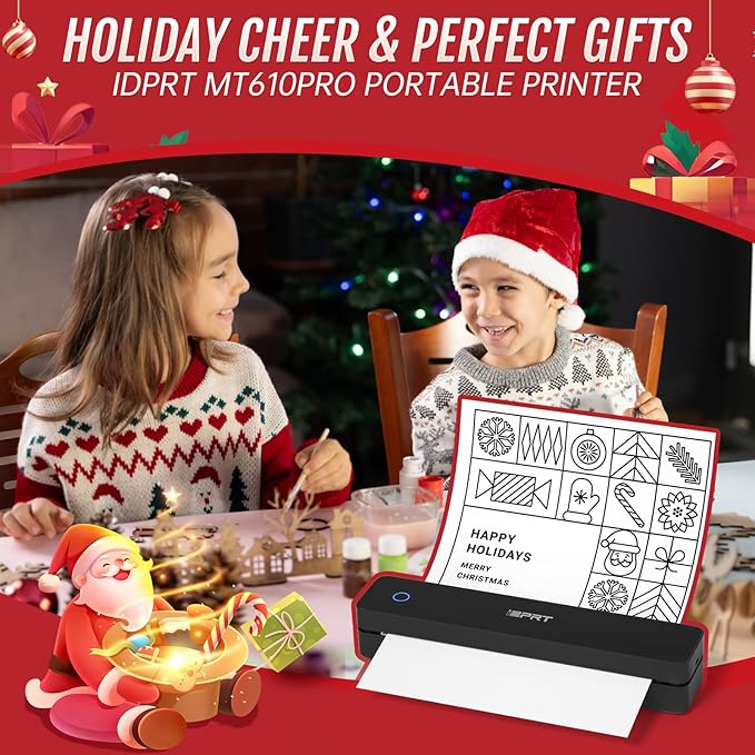 iDPRT Portable-Printer Wireless for Travel, Bluetooth Thermal Printer Support 8.5" x 11" US Letter&A4&A5 Size,300DPI Inkless Printers for Home Use,Compatible with Android and iOS Phone&Laptop,Black-DeskLoop Office