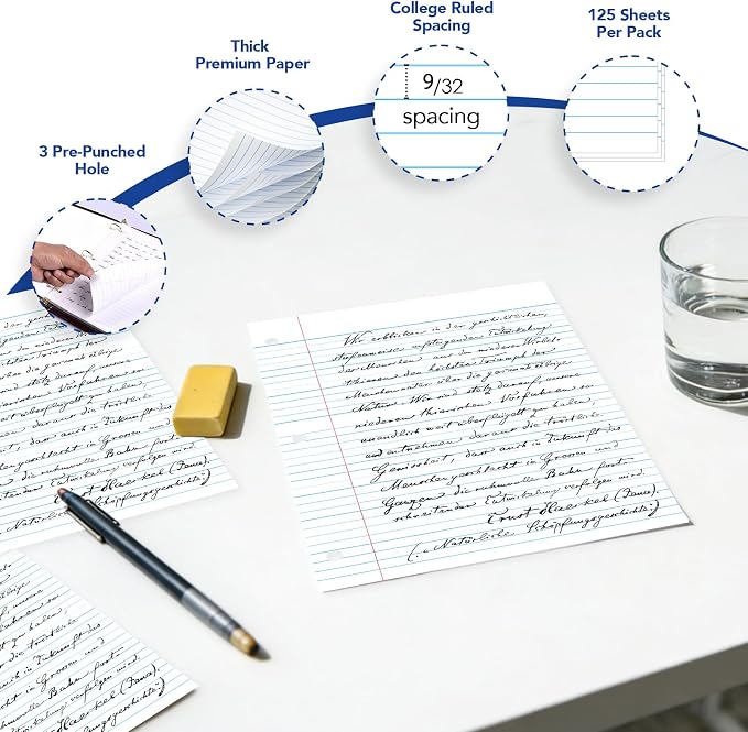 Kaisa Filler Paper Notebook Paper College Ruled 8"x10.5" Loose Leaf Paper - Image 2