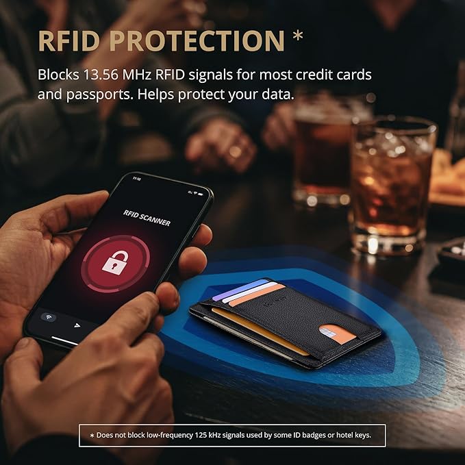 Buffway Slim Minimalist Front Pocket RFID Blocking Leather Wallets - Image 6