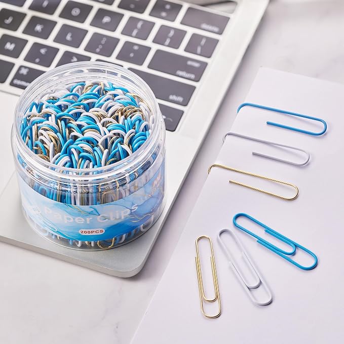 NEEWAY 200pcs Large Blue Paper Clips, 2 Inch Jumbo Paper Clip, Ceative Colored - Image 6