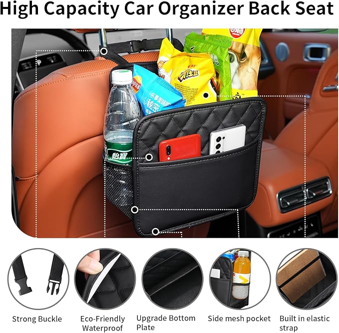 FrgKbTm 2Pack Car Seat Back Organizer, Waterproof Car Backseat Organizer - Image 6