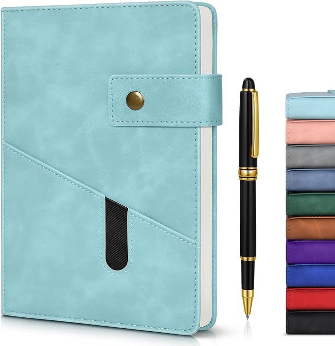 A5 Lined Leather Journal Notebook for Men Women,5.9" X 8.4" Hardcover Journal with Pen,200 Pages 100 Gsm Thick Ruled Paper Daily Diary for School,Travel,Business,Work,Home Writing-DeskLoop Office