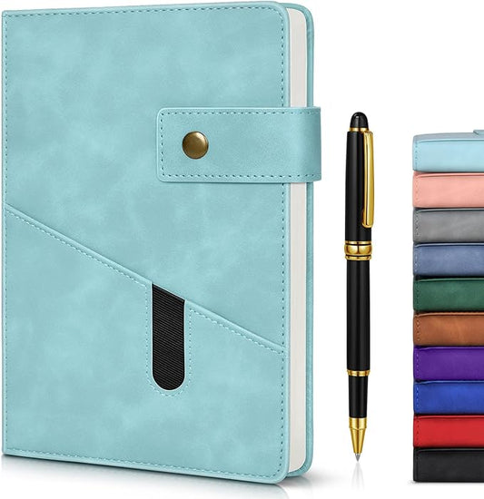 A5 Lined Leather Journal Notebook for Men Women,5.9" X 8.4" Hardcover Journal with Pen,200 Pages 100 Gsm Thick Ruled Paper Daily Diary for School,Travel,Business,Work,Home Writing-DeskLoop Office