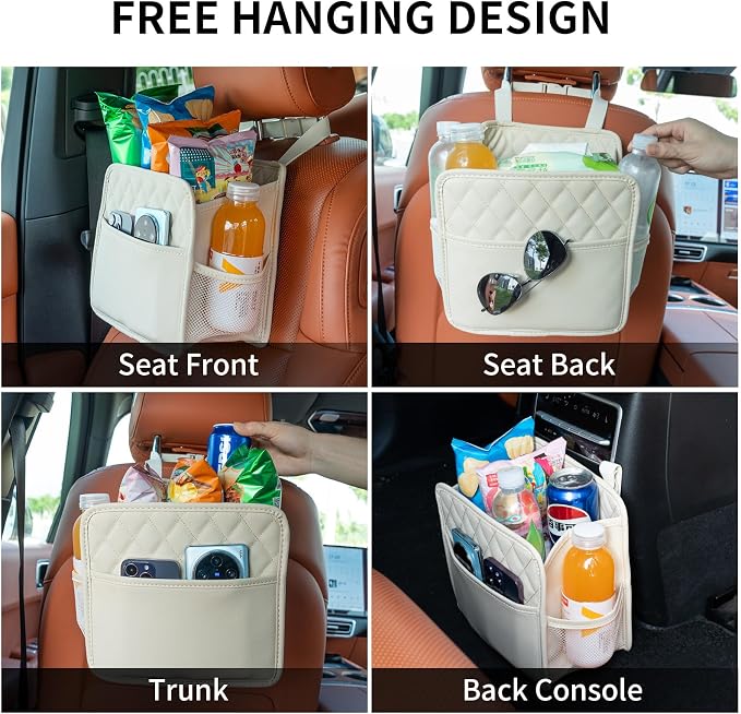 FrgKbTm Car Seat Back Hanging Bag Car Document Holder Multi-Pocket Bottle Bag - Image 2