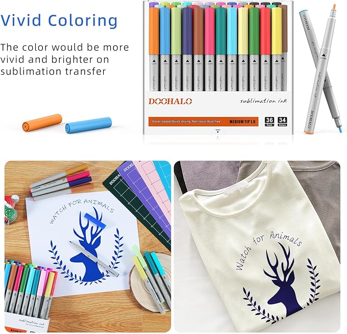DOOHALO Sublimation Markers Infusible Pens Compatible with Cricut Maker 3/Maker/Explore 3/Air 2/Air 1.0 Tips Sublimation Ink Pens for Mug Press Easy Pressing-DeskLoop Office