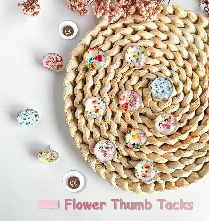 24Pcs Push Pins, Decorative Thumb Tacks, Floral Pins, Cute Push Pins - Image 3