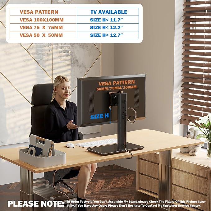 Single LCD Computer Monitor Free-Standing Desk Stand Mount Riser - Image 9