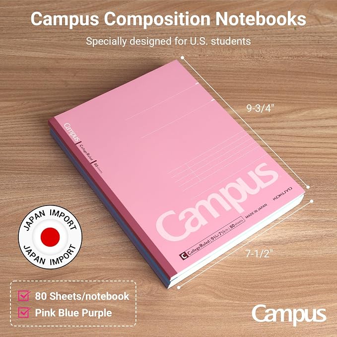 KOKUYO Composition Notebooks, 3 Pack Campus 9-3/4" x 7-1/2" Comp Book - Image 7