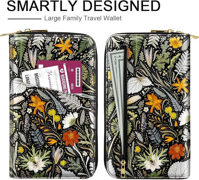 Family Passport Holder Wallet RFID Blocking Document Organizer PU Leather - Image 3