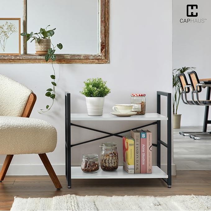 CAPHAUS 3 Tier Small Bookshelf, 24 Inch Width Free Standing Shelf, Bookcase - Image 4