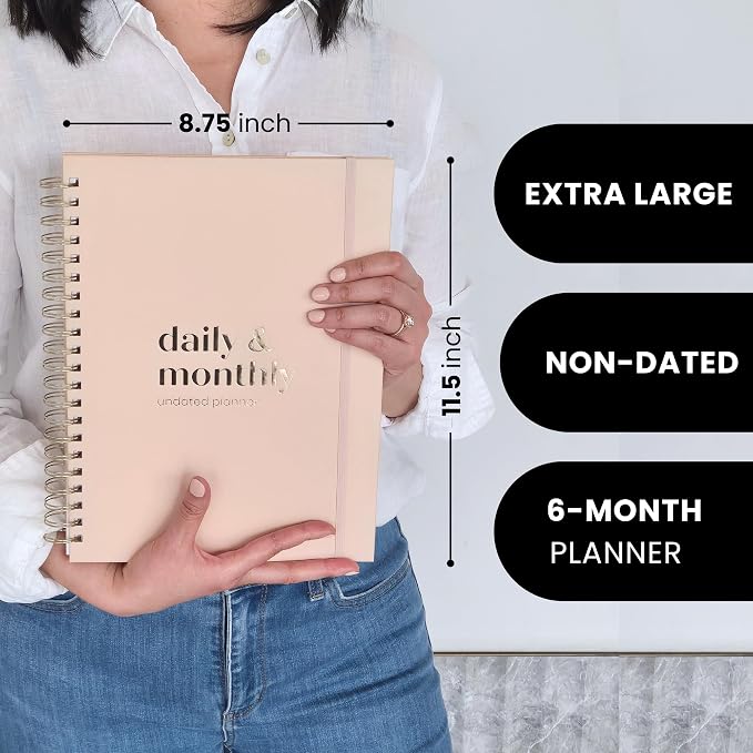 Undated Daily & Monthly Planner 2026-2027 | Hourly Schedule | Large 8.5" x 11" - Image 2