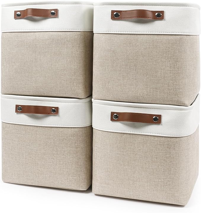 Bagnizer Collapsible Fabric Storage Cubes 11x11 Cube Storage Bins, 4 Pack by Bagnizer