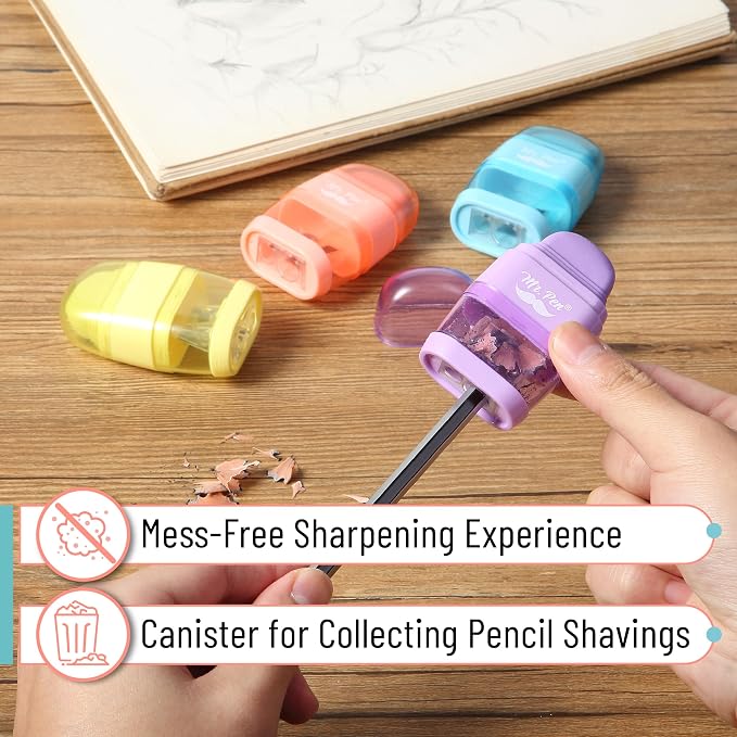 Mr. Pen- Pencil Sharpener & Eraser, 4 Pack | 2-in-1 Manual Sharpeners - Image 6