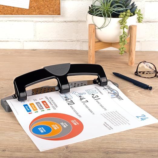 Swingline 3 Hole Punch, 12 Sheet Capacity Three Hole Puncher 3 Ring, Paper Punch - Image 2