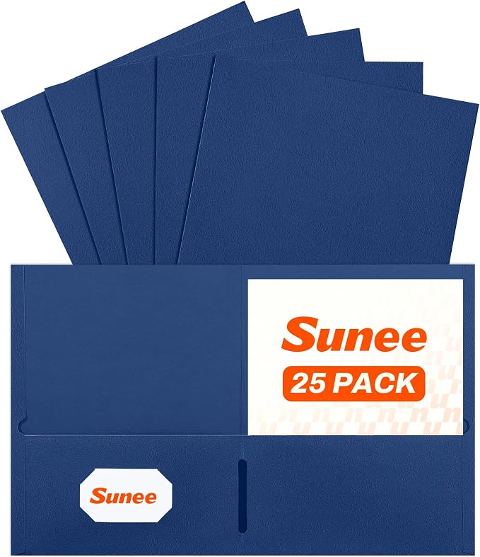SUNEE Folders with Pockets, 2 Pocket Folders Fit Letter Size Paper, Paper File by SUNEE