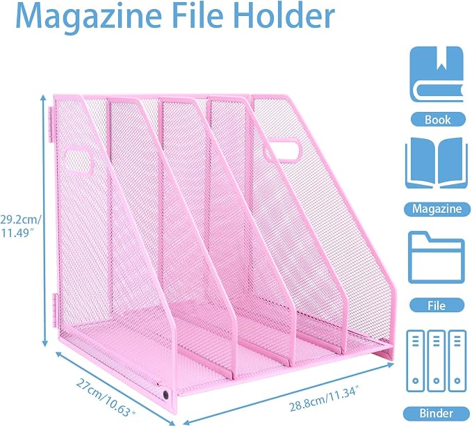 Desk Organizers, Metal Magazine File Holder - Image 2