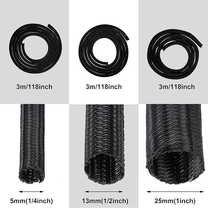 Boao 3 Pieces Cord Protector Wire Loom Tubing Cable Sleeve Split Sleeving - Image 6