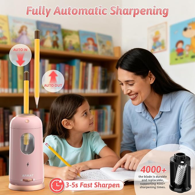 AFMAT Electric Pencil Sharpener, Auto in & Out, Fully Automatic Pencil Sharpener - Image 2