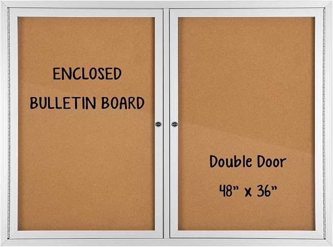INNOVART Enclosed Bulletin Board 48”x36”, Lockable Cork Noticeboard by INNOVART