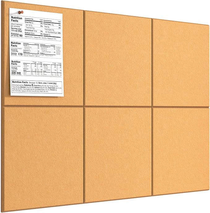 MaxGear Felt Bulletin Board 36" x 24", Mustard Yellow 6 Pack Felt Wall Tile | by MaxGear