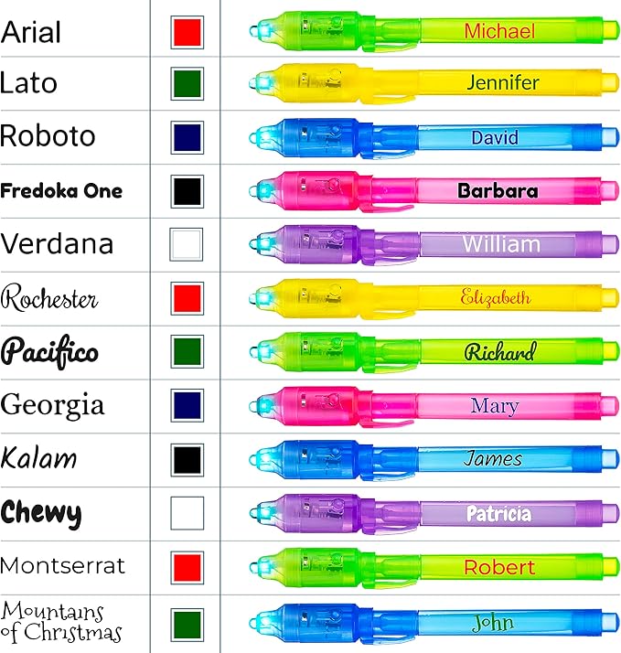 Personalized Invisible Disappearing Ink Pen Marker Pack, Custom Secret Spy Message Writer with UV Light, Fun for Kids Party Favors Gifts and Stock Stuffers, 24 Pack, Assorted-DeskLoop Office
