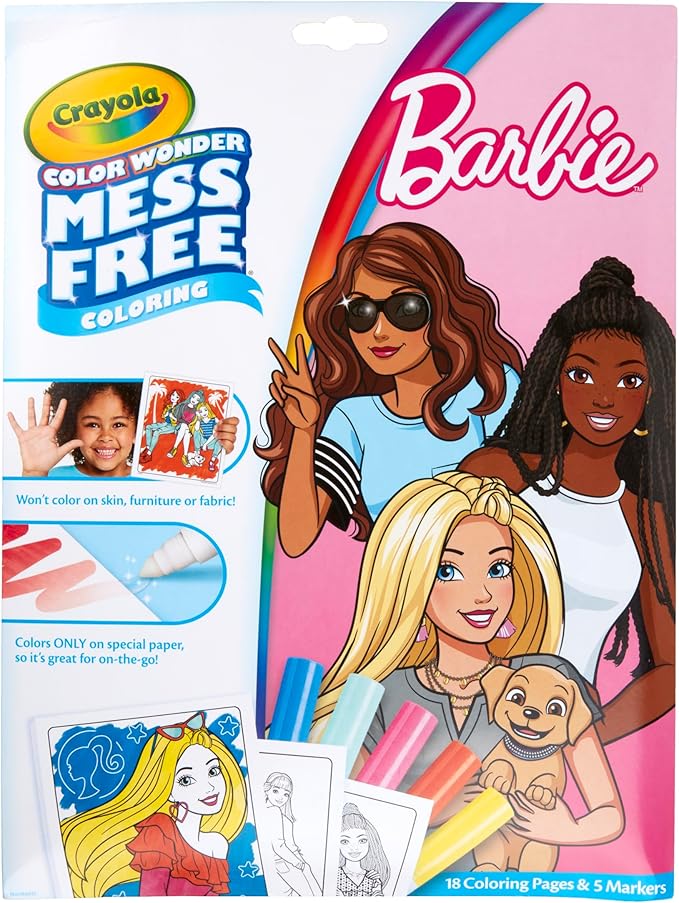 Crayola Barbie Color Wonder Coloring Set, Mess Free Coloring Book Pages - Image 2