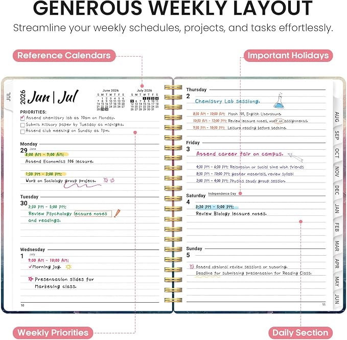 Planner 2026-2027, Academic Year Weekly and Monthly Calender Planner, from Jul - Image 3