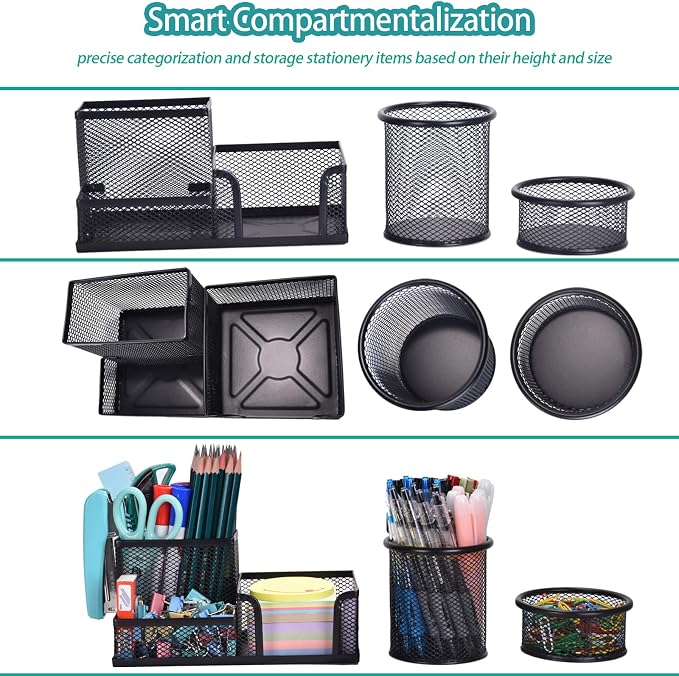 Freewindo Mesh Desk Organizer, Pencil Cup and Paperclips Cup - Image 3