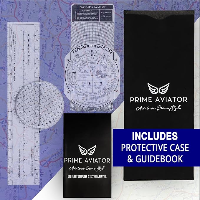 E6B Flight Computer for Pilots – Includes Aviation Plotter, Guidebook & Case – Compatible with IFR/VFR Charts – Flight Training Tool-DeskLoop Office