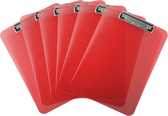 Trade Quest Plastic Clipboard Transparent Color Letter Size Low Profile Clip by Trade+Quest+Global+Corp