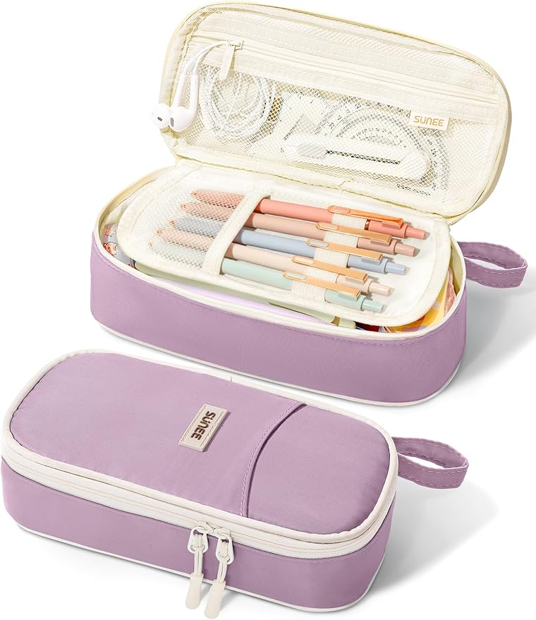 SUNEE Cute Pencil Case, Aesthetic Pen Pouch, Colored Large Pencil Bag by SUNEE
