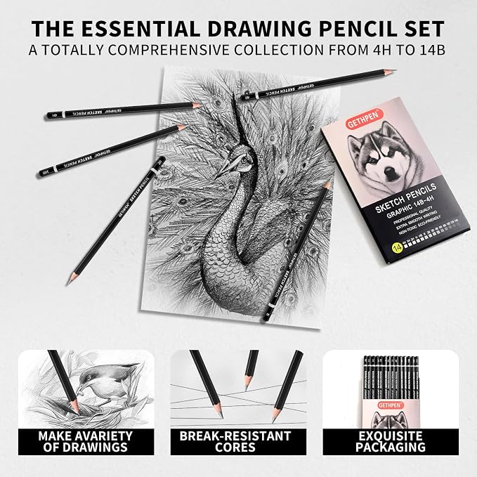 GETHPEN Professional Drawing Sketching Pencil Set - Image 5