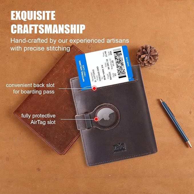 Vitus Full Grain Leather Passport Wallet, Travel Document Organizer - Image 3