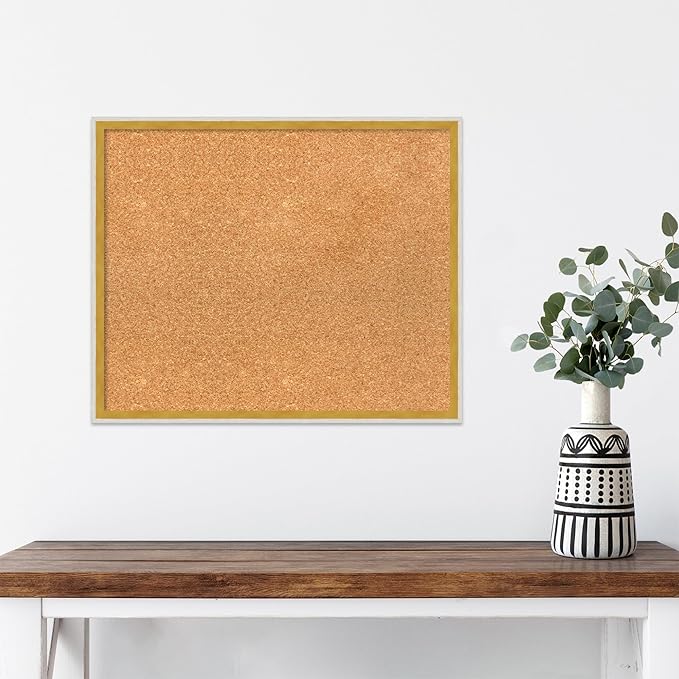 Amanti Art Natural Cork Board for Wall, 19x23 Vision Board with White Frame, Medium Corkboard Office Decor for Home Organization, Modern Corkboard Pinboard to Display Items for Home Organization in-DeskLoop Office
