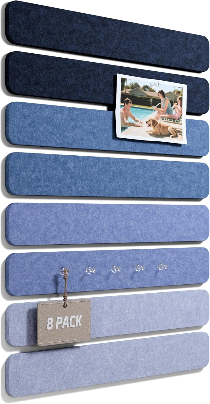 Fluxynara Cork Board Alternative Felt Strip Board 8-Pack 13"x2", Office Pin by FLUXYNARA