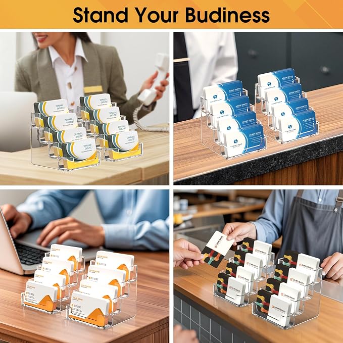 MaxGear Acrylic Business Card Holder, 320 Cards Capacity, 4 Pocket, 6 Pack | - Image 7